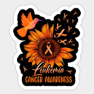 Hummingbird Orange Sunflower Leukemia Cancer Awareness Sticker